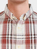 Men's Rust Slim Fit Checkered Casual Shirt