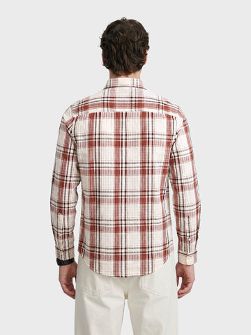 Men's Rust Slim Fit Checkered Casual Shirt