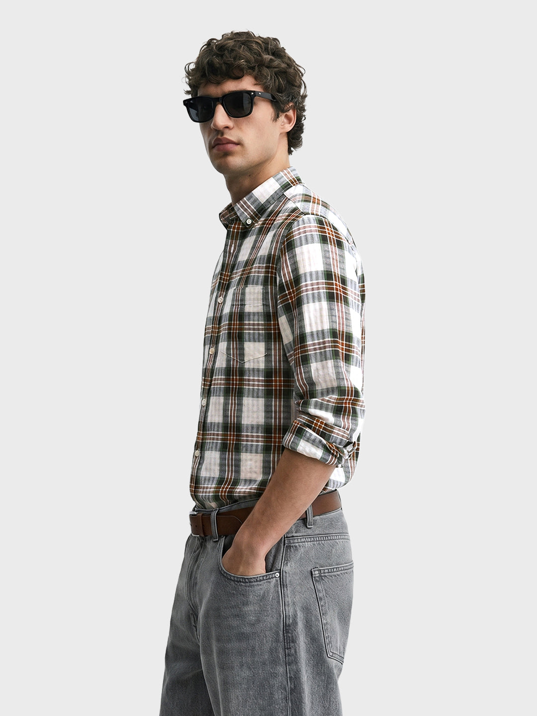 Men's Green Slim Fit Checkered Casual Shirt