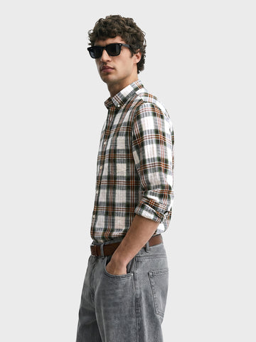 Men's Green Slim Fit Checkered Casual Shirt