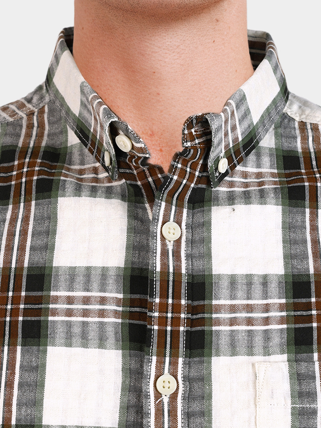 Men's Green Slim Fit Checkered Casual Shirt