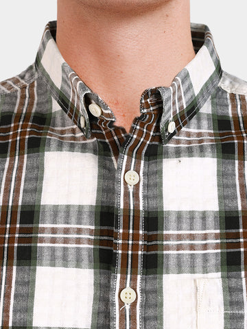Men's Green Slim Fit Checkered Casual Shirt