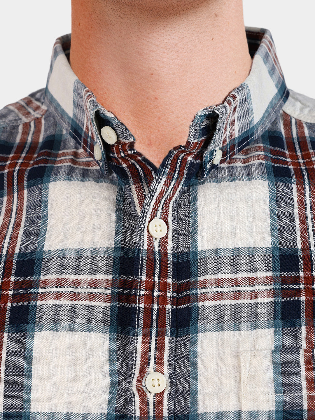 Men's Teal Slim Fit Checkered Casual Shirt