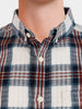 Men's Teal Slim Fit Checkered Casual Shirt