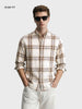 Men's Khaki Slim Fit Checkered Casual Shirt