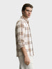 Men's Khaki Slim Fit Checkered Casual Shirt