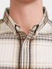 Men's Khaki Slim Fit Checkered Casual Shirt