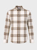 Men's Khaki Slim Fit Checkered Casual Shirt