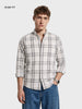 Men's Grey Slim Fit Checkered Casual Shirt