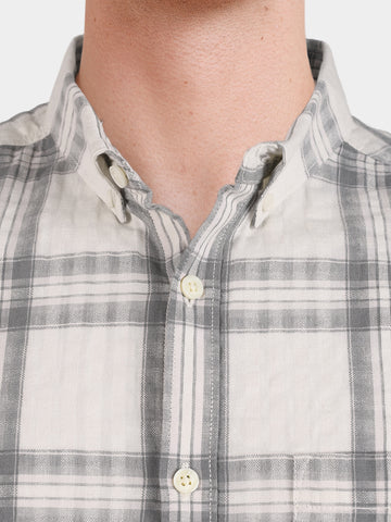 Men's Grey Slim Fit Checkered Casual Shirt