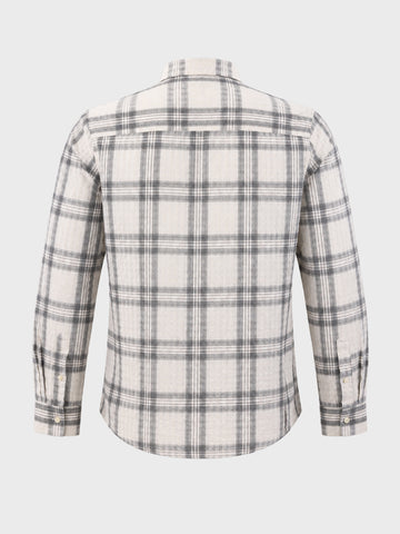 Men's Grey Slim Fit Checkered Casual Shirt