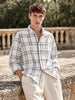 Men's Grey Slim Fit Checkered Casual Shirt