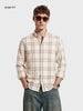 Men's Khaki Slim Fit Checkered Casual Shirt