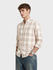 Men's Khaki Slim Fit Checkered Casual Shirt