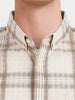 Men's Khaki Slim Fit Checkered Casual Shirt