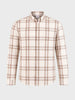 Men's Khaki Slim Fit Checkered Casual Shirt