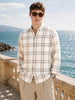 Men's Khaki Slim Fit Checkered Casual Shirt