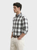 Men's Grey Slim Fit Checkered Casual Shirt
