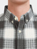 Men's Grey Slim Fit Checkered Casual Shirt