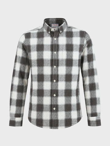 Men's Grey Slim Fit Checkered Casual Shirt
