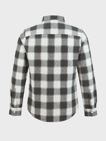 Men's Grey Slim Fit Checkered Casual Shirt
