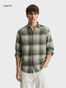 Men's Green Slim Fit Checkered Casual Shirt