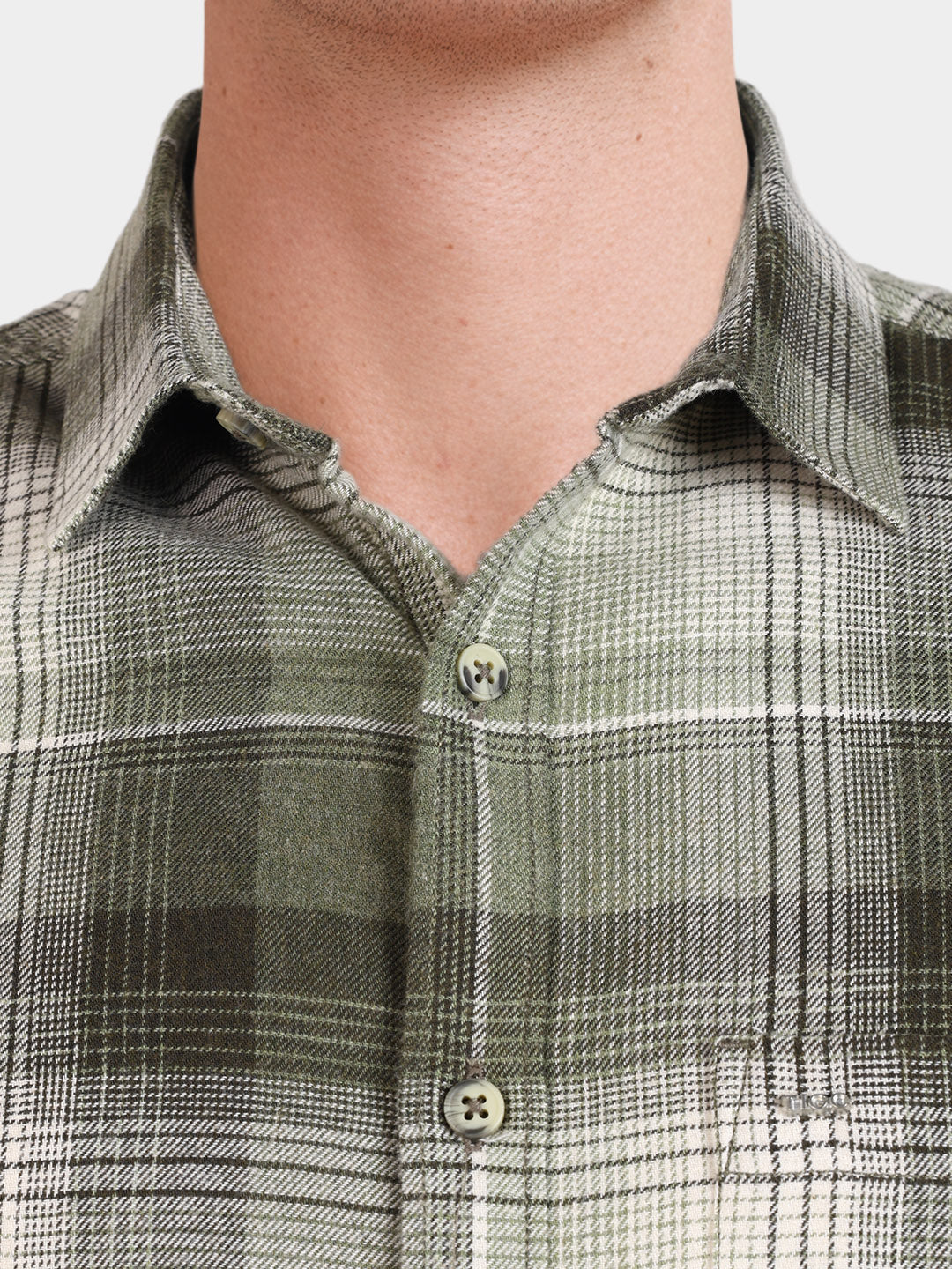 Men's Green Slim Fit Checkered Casual Shirt