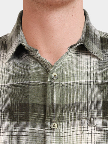 Men's Green Slim Fit Checkered Casual Shirt