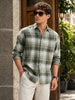 Men's Green Slim Fit Checkered Casual Shirt