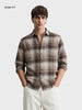Men's Khaki Slim Fit Checkered Casual Shirt