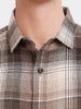 Men's Khaki Slim Fit Checkered Casual Shirt