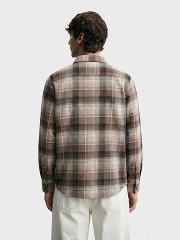 Men's Khaki Slim Fit Checkered Casual Shirt
