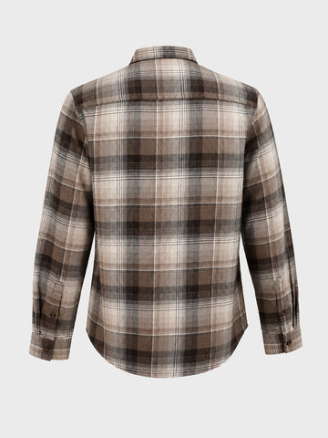 Men's Khaki Slim Fit Checkered Casual Shirt