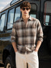 Men's Khaki Slim Fit Checkered Casual Shirt