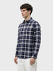 Men's Navy Blue Slim Fit Checkered Casual Shirt