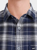Men's Navy Blue Slim Fit Checkered Casual Shirt