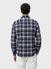 Men's Navy Blue Slim Fit Checkered Casual Shirt
