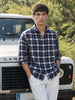 Men's Navy Blue Slim Fit Checkered Casual Shirt