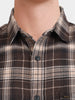 Men's Brown Slim Fit Checkered Casual Shirt