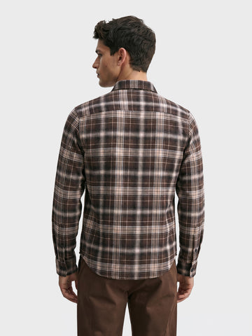 Men's Brown Slim Fit Checkered Casual Shirt