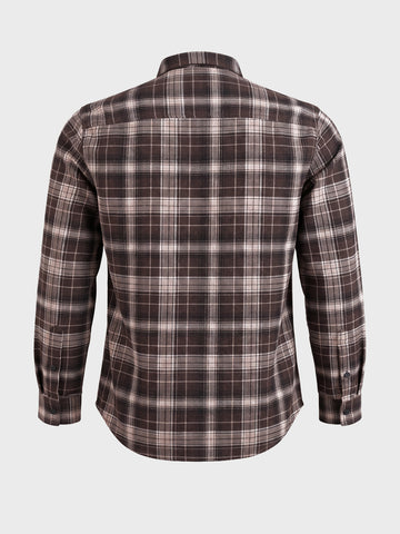 Men's Brown Slim Fit Checkered Casual Shirt