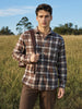 Men's Brown Slim Fit Checkered Casual Shirt