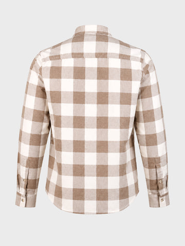Men's Khaki Slim Fit Checkered Casual Shirt