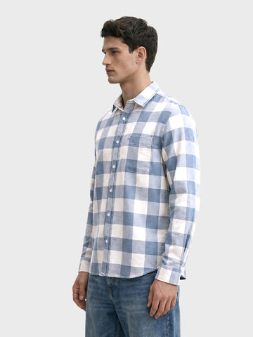Men's Blue Slim Fit Checkered Casual Shirt