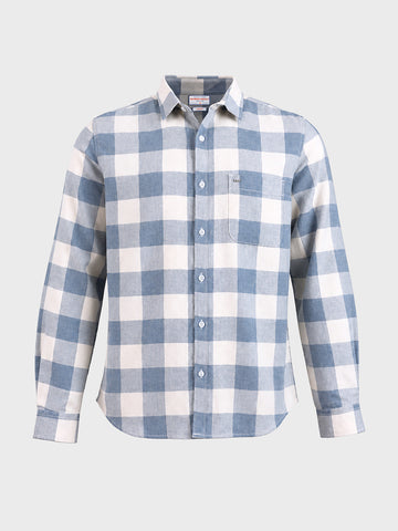 Men's Blue Slim Fit Checkered Casual Shirt