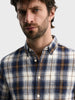 Men's Blue Slim Fit Checkered Casual Shirt