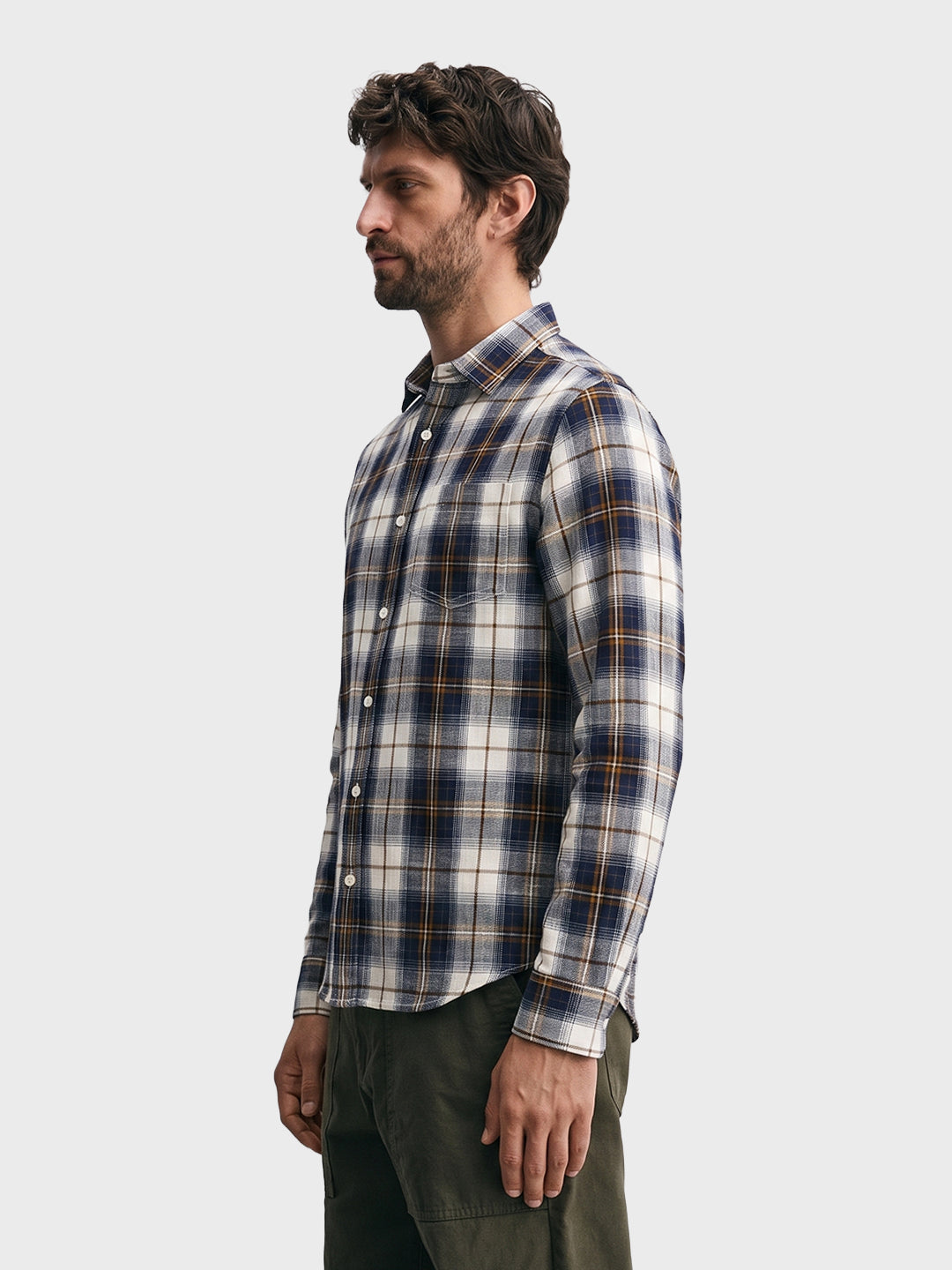 Men's Blue Slim Fit Checkered Casual Shirt
