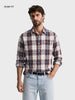 Men's Maroon Slim Fit Checkered Casual Shirt