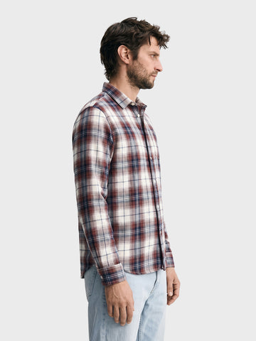 Men's Maroon Slim Fit Checkered Casual Shirt
