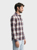 Men's Maroon Slim Fit Checkered Casual Shirt